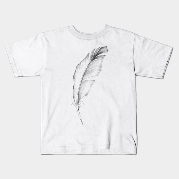 Feather sketch Kids T-Shirt by Anilia